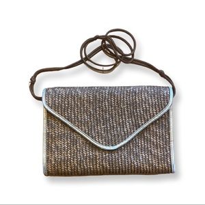 Vintage 80s woven summer metallic shoulder purse